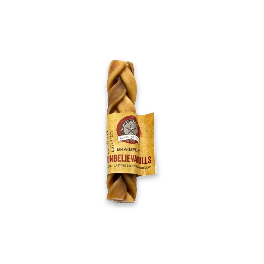 Bull Two Braids Silver Spur Unbelievabulls Braided Dog Chew