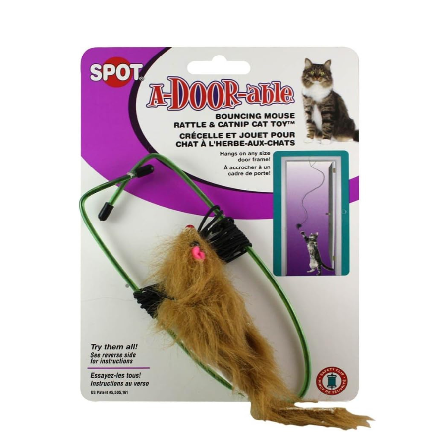 Spot - Ethical Pet Products A-Door-Able Bouncing Mouse Rattle and Catnip Toy