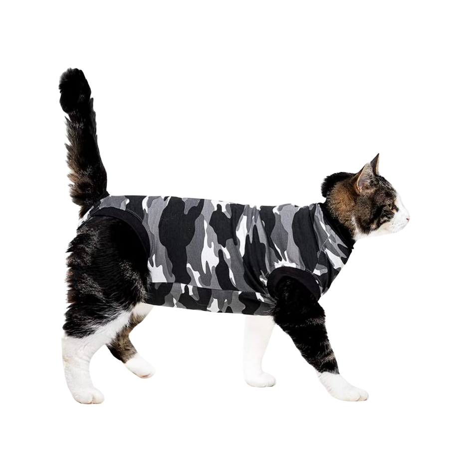 Suitical Recovery Suit for Cats - Black Camo