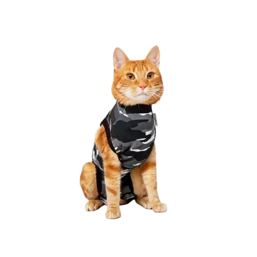 Suitical Recovery Suit for Cats - Black Camo