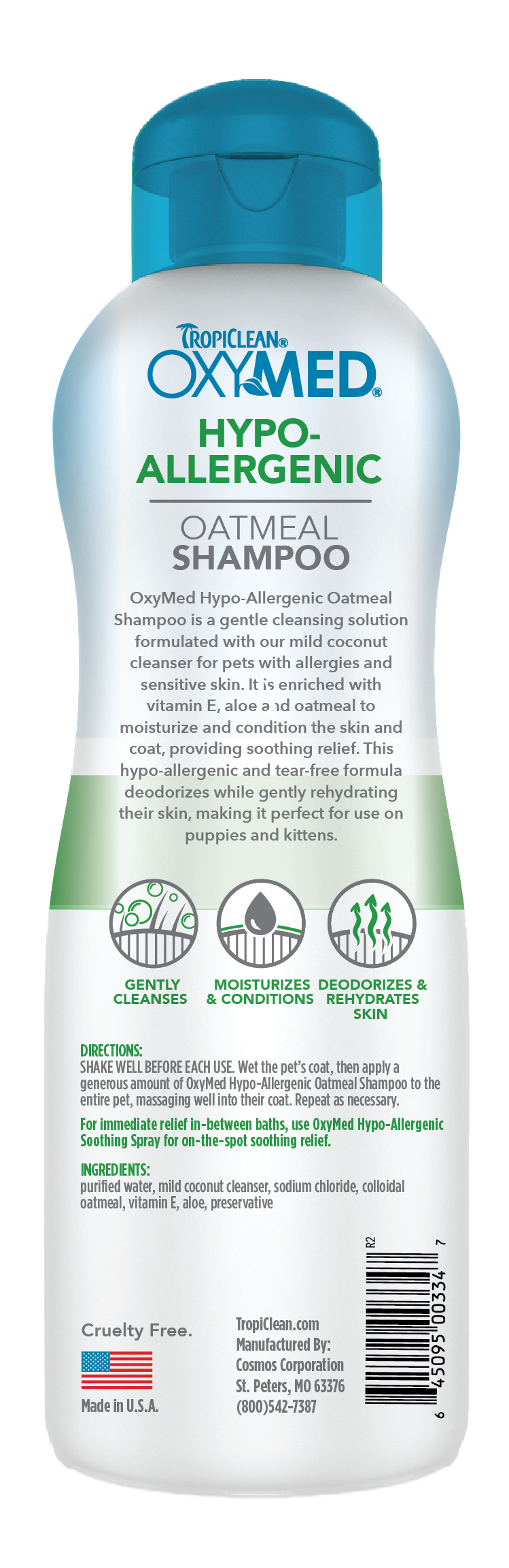 TropiClean OxyMed Hypoallergenic Oatmeal Shampoo - 20 oz