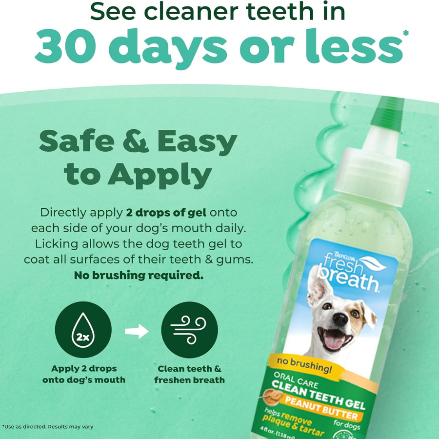 TropiClean Fresh Breath Clean Teeth Gel Peanut Butter - 4 oz