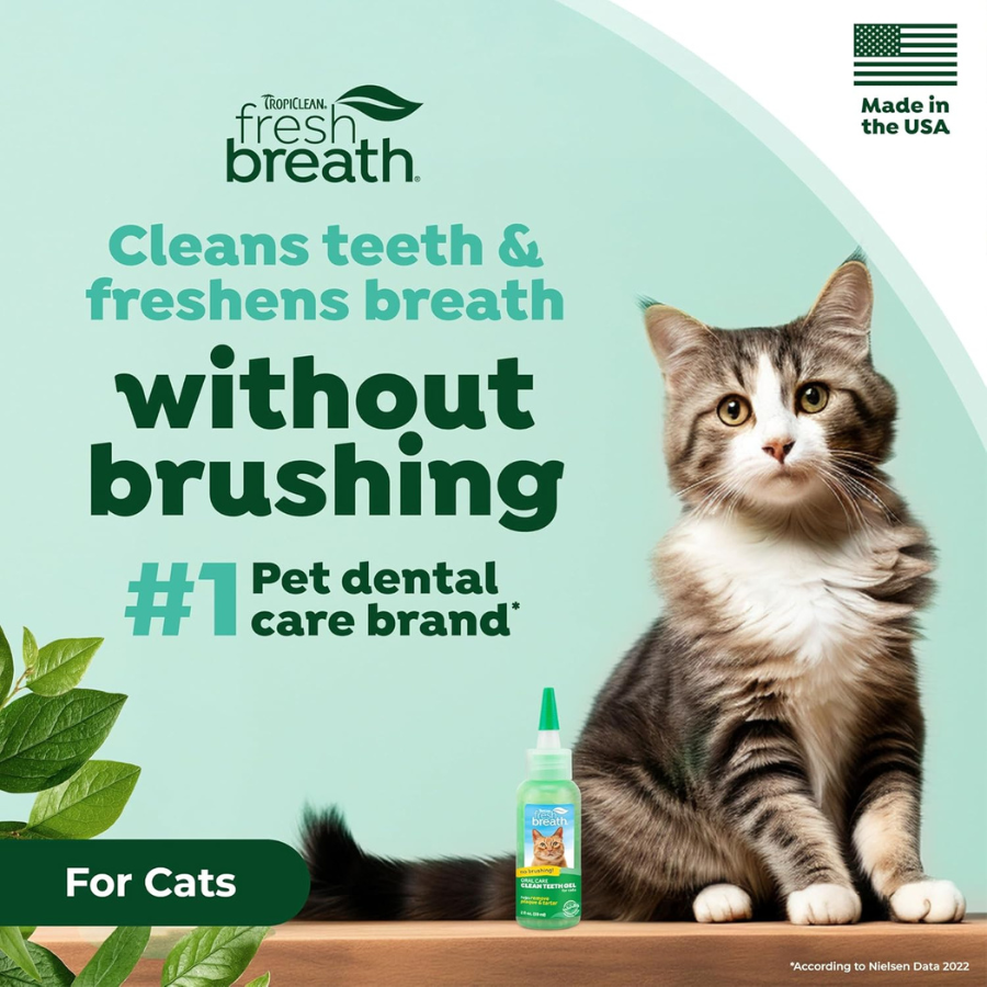 TropiClean Fresh Breath Clean Teeth Gel for Cats - 2 oz
