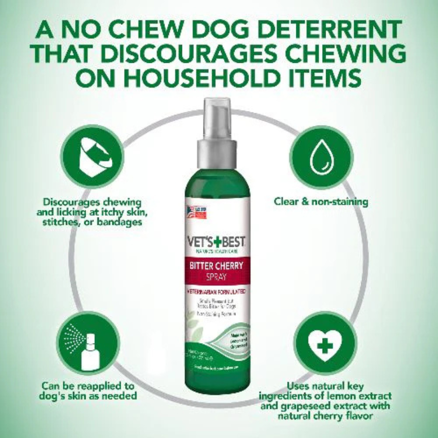 Vet's Best Bitter Cherry Chew Deterrent Spray for Dogs - 7.5 oz