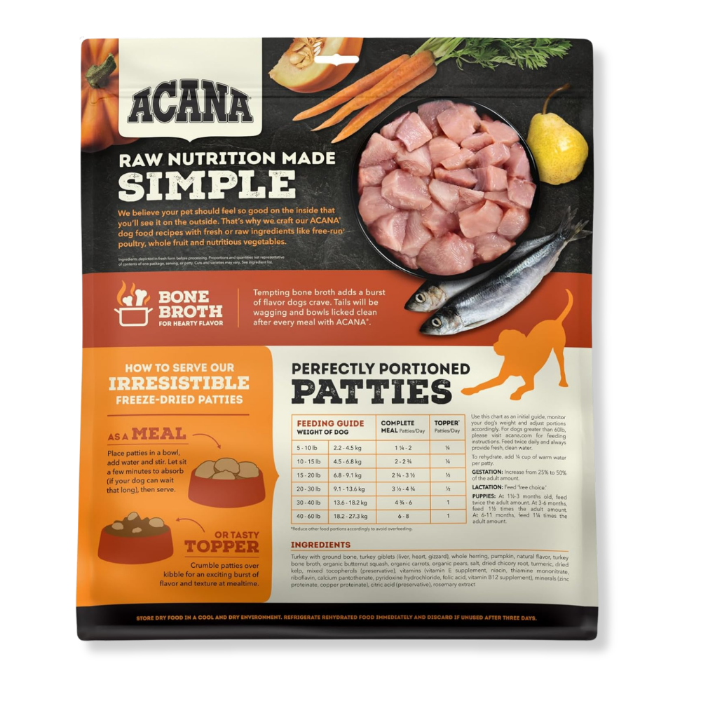 Acana Freeze-Dried Turkey Patties for Dogs - 14 oz