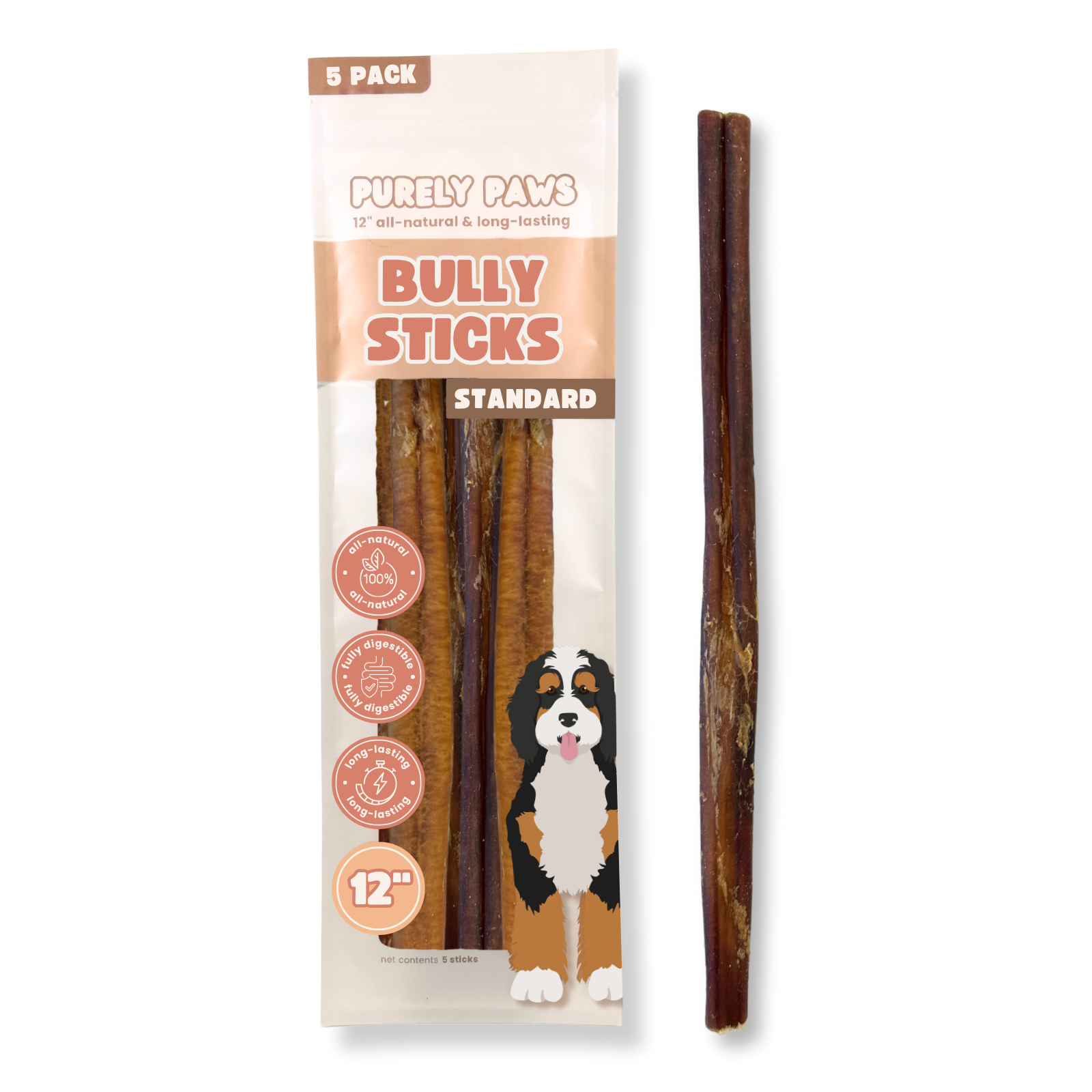 Purely Paws Beef Bully Sticks - Standard