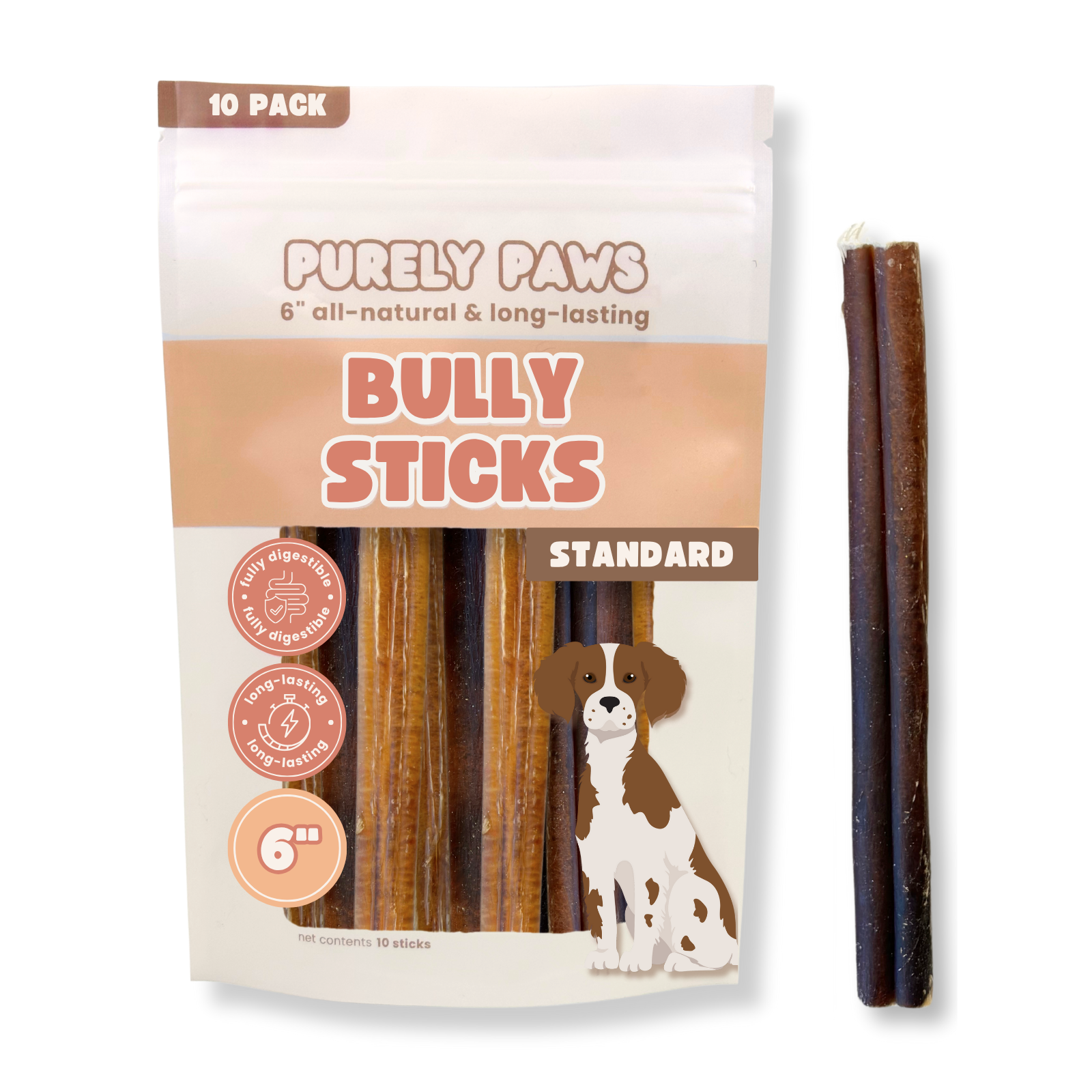Purely Paws Beef Bully Sticks - Standard