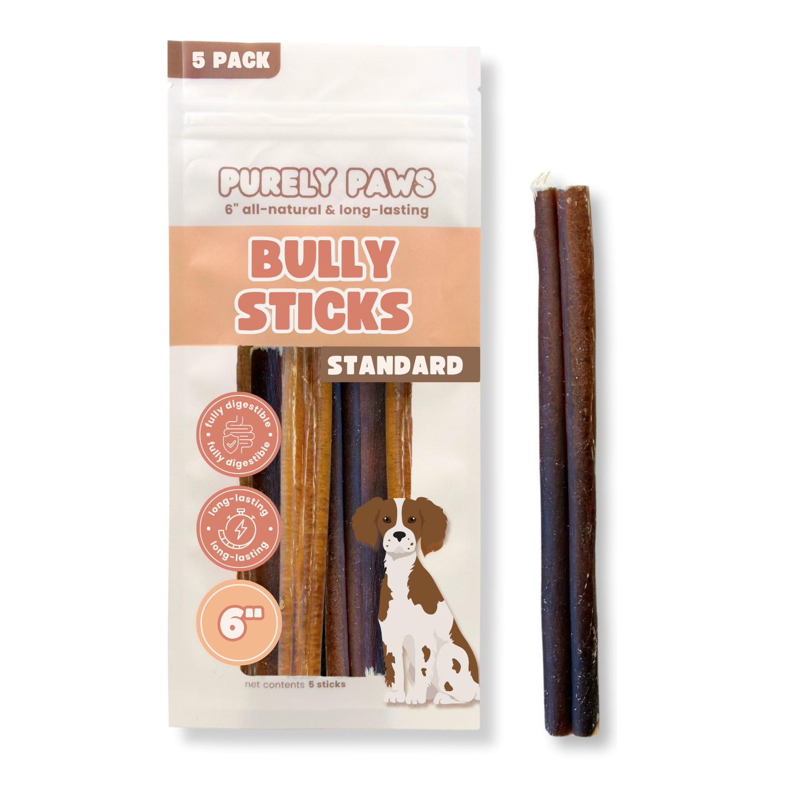 Purely Paws Beef Bully Sticks - Standard