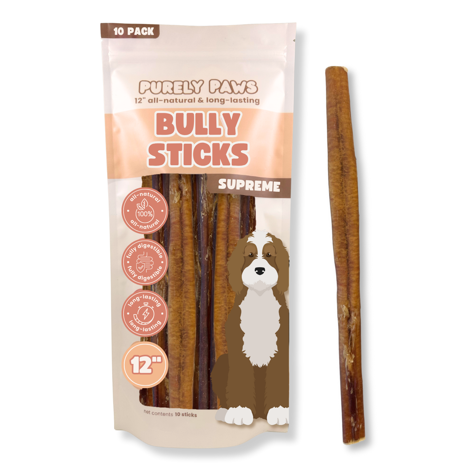 Purely Paws Beef Bully Sticks - Supreme