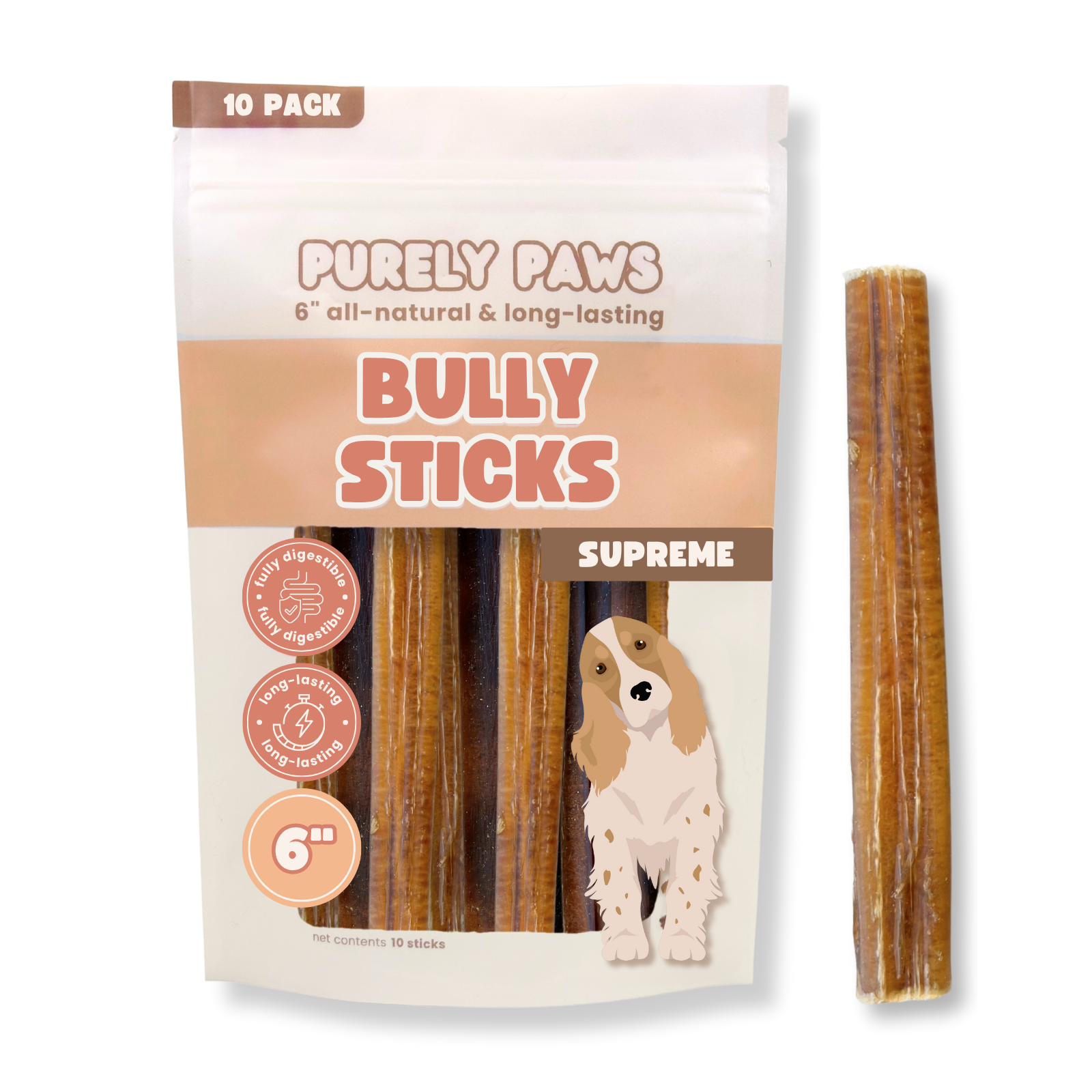 Purely Paws Beef Bully Sticks - Supreme
