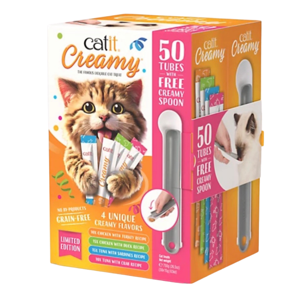 Catit Creamy Assorted Gift Box - 50 Pack with Spoon