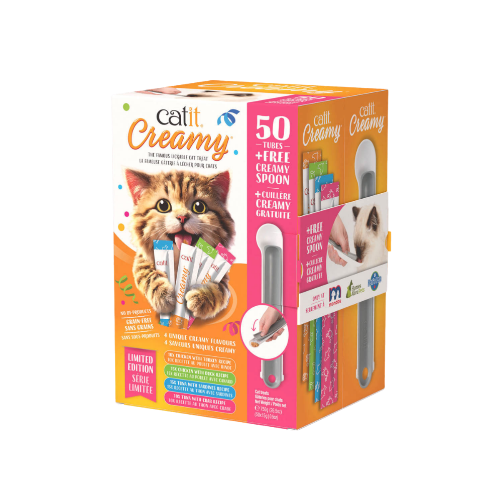 Catit Creamy Assorted Gift Box - 50 Pack with Spoon