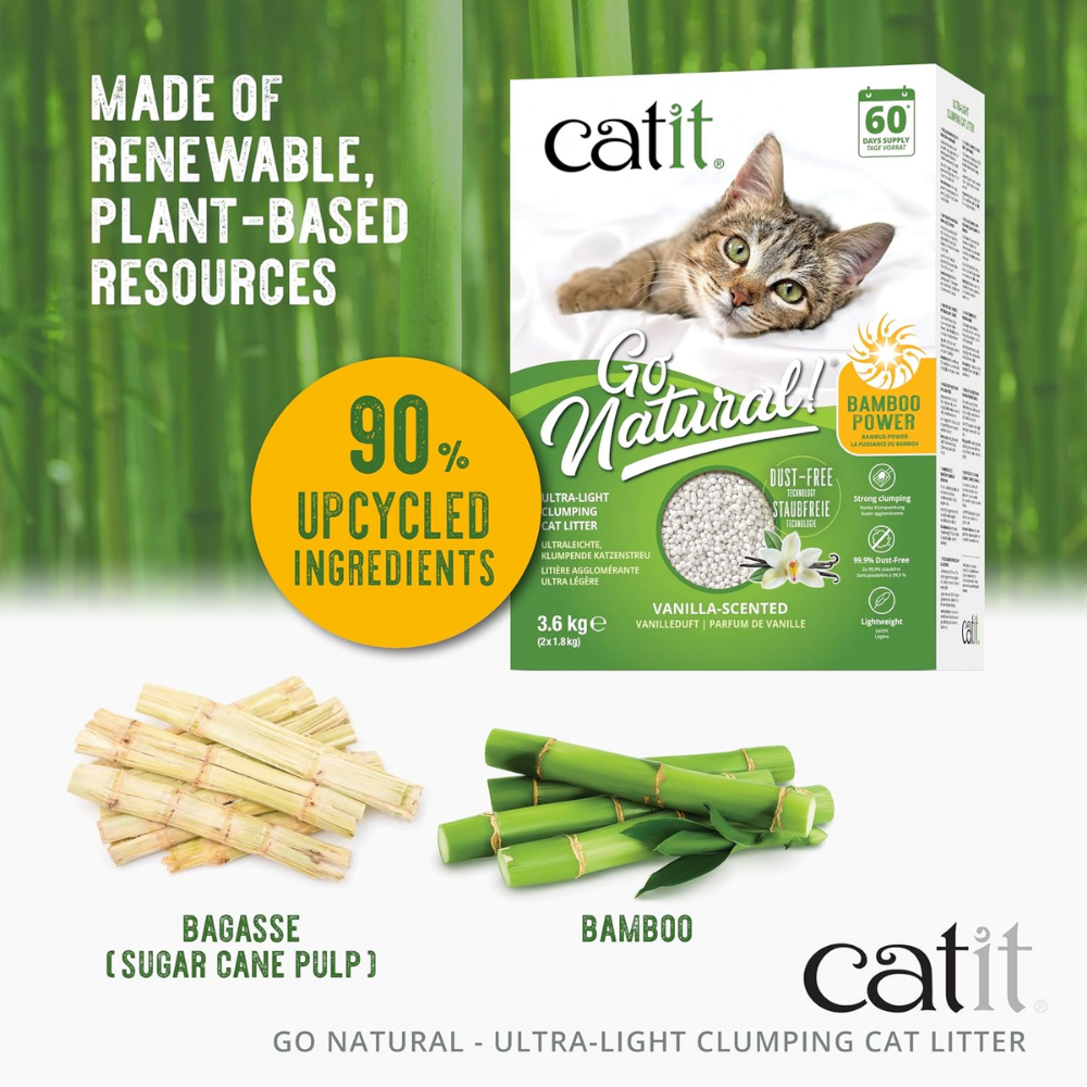 Catit Go Natural! Bamboo Clumping Cat Litter - Vanilla (7.8 lbs)