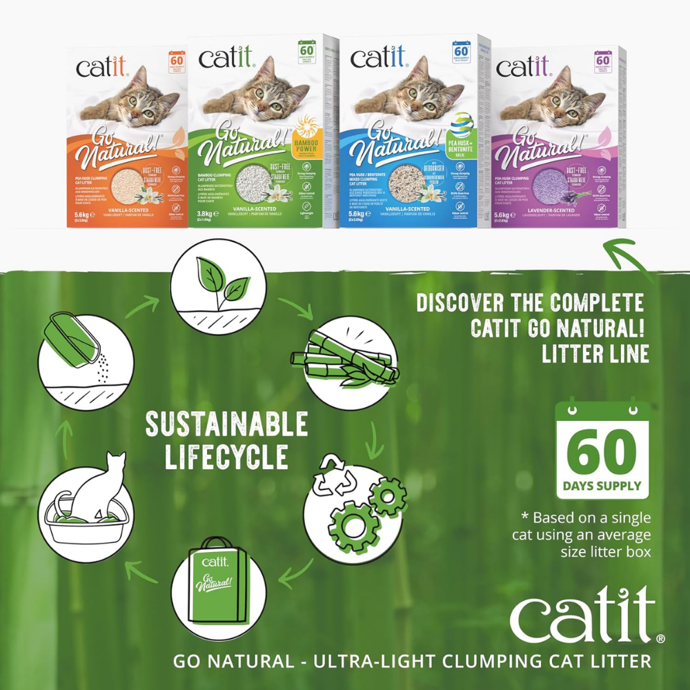 Catit Go Natural! Bamboo Clumping Cat Litter - Vanilla (7.8 lbs)