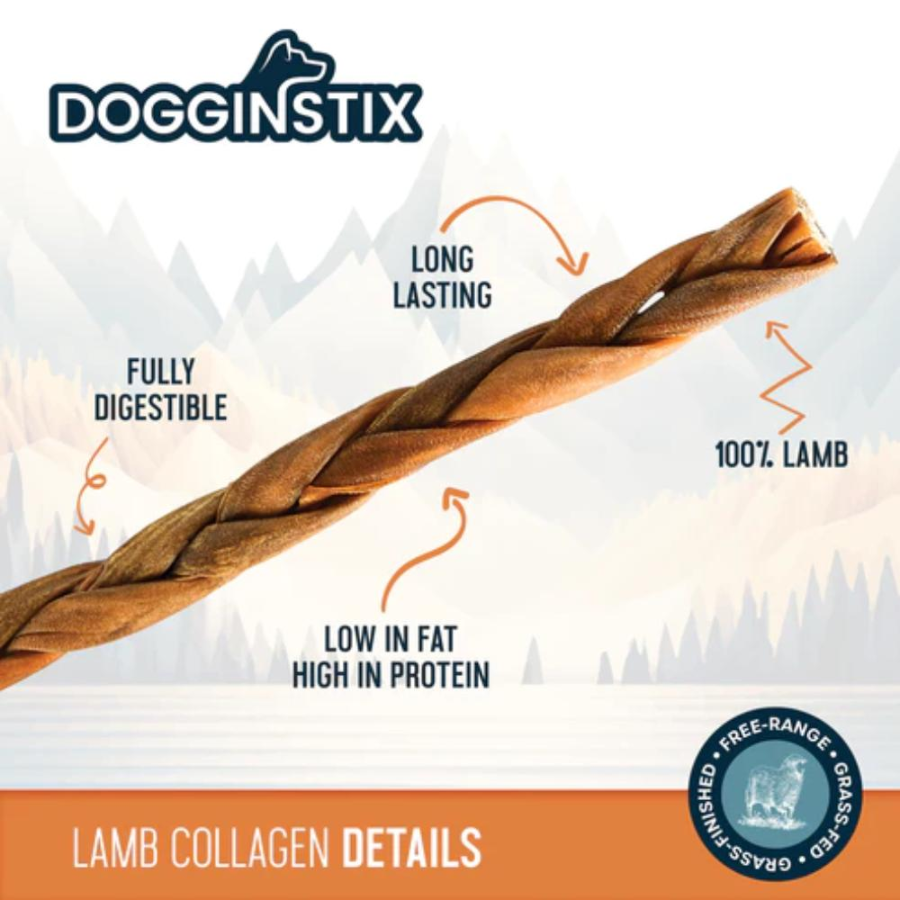 DogginStix Braided Lamb Collagen - 6"
