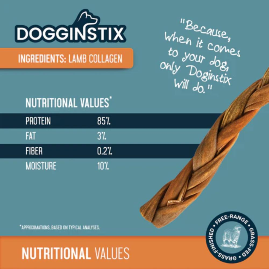 DogginStix Braided Lamb Collagen - 6"