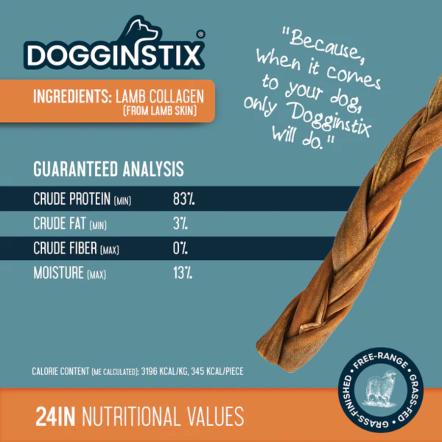 DogginStix Braided Lamb Collagen - 24"