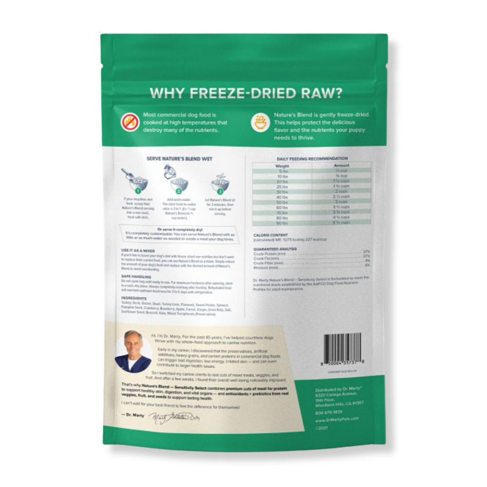 Dr. Marty Nature's Blend Sensitivity Select Freeze-Dried Raw Dog Food