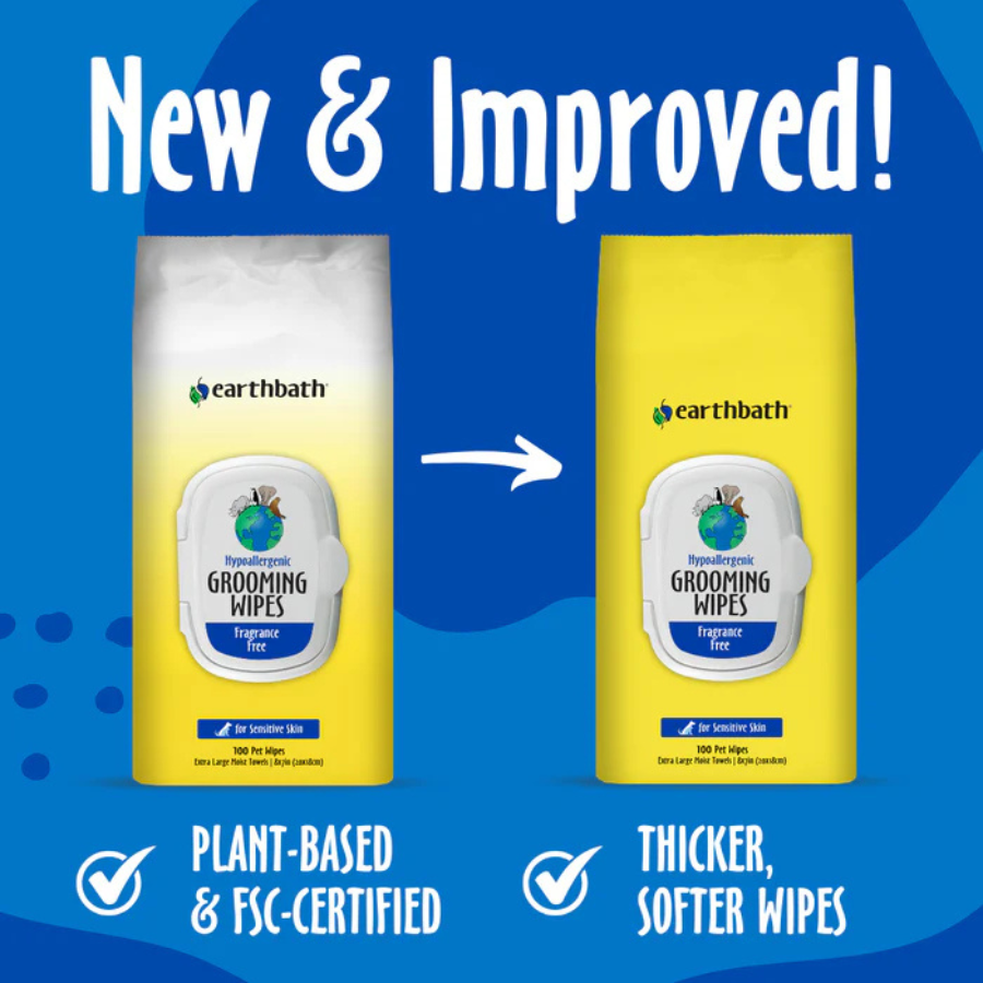 earthbath Hypo-Allergenic Grooming Wipes for Dogs - 100 Count