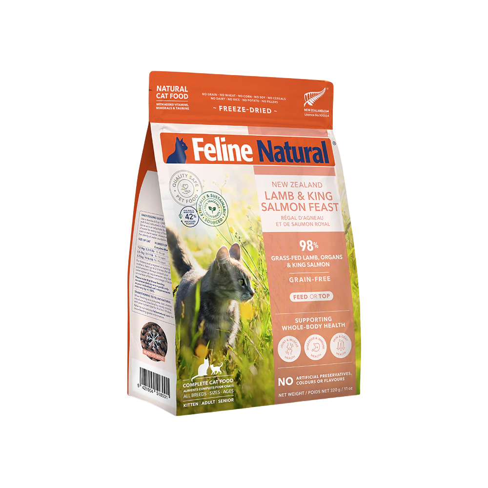 Feline Natural Lamb and King Salmon Feast Freeze-Dried Cat Food