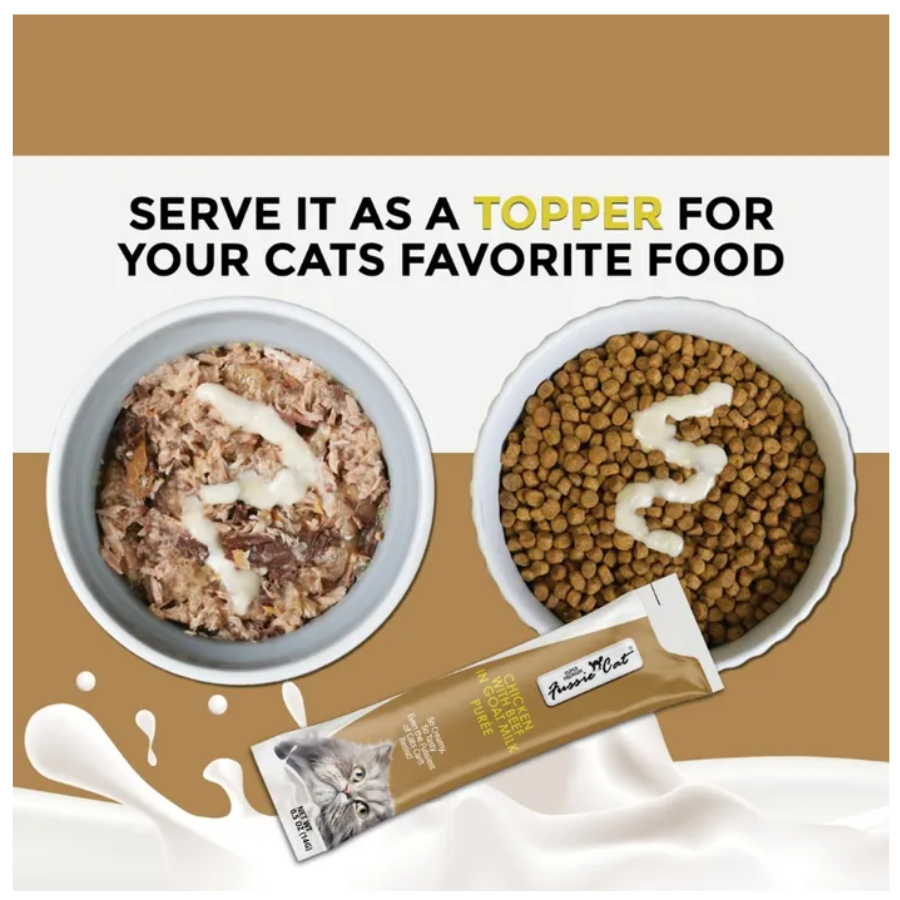 Fussie Cat Goat Milk Purée Treats Chicken with Beef (4 Tubes)