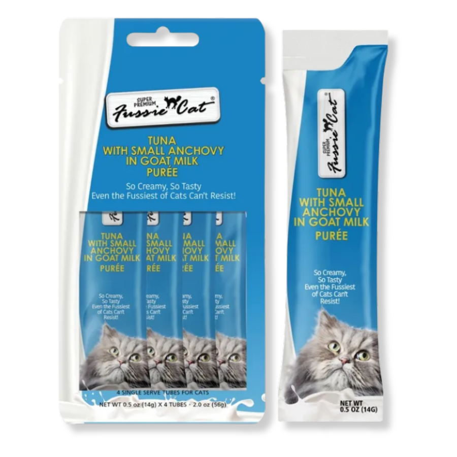 Fussie Cat Goat Milk Purée Treats Tuna with Small Anchovy (4 Tubes)