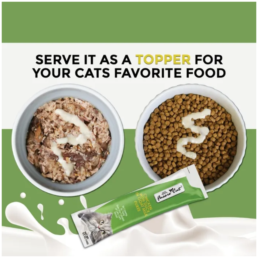 Fussie Cat Goat Milk Purée Treats Chicken with Duck (4 Tubes)