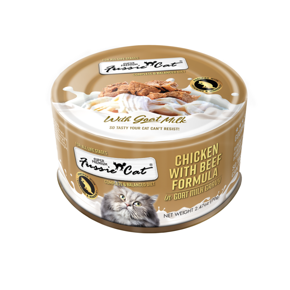Fussie Cat Chicken with Beef in Goat Milk Gravy - 2.47 oz (24 Pack)