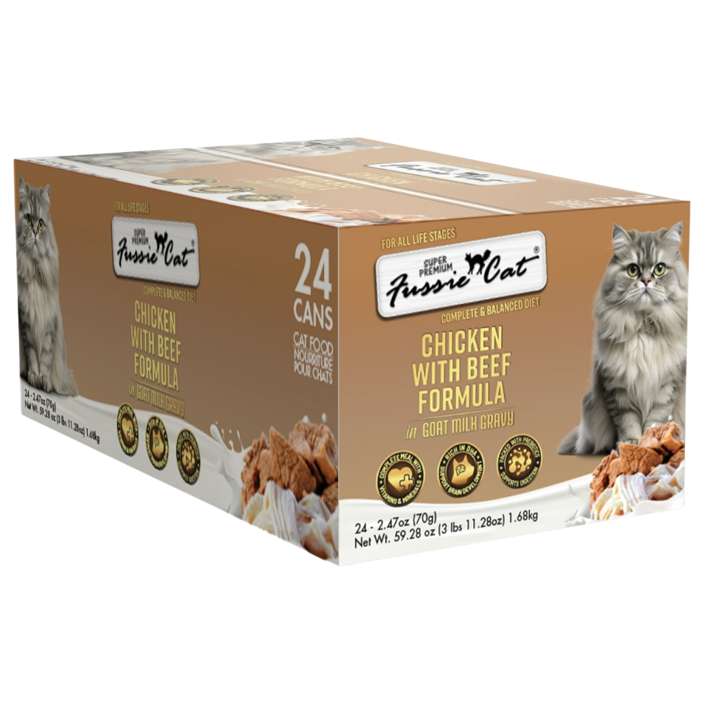 Fussie Cat Chicken with Beef in Goat Milk Gravy - 2.47 oz (24 Pack)