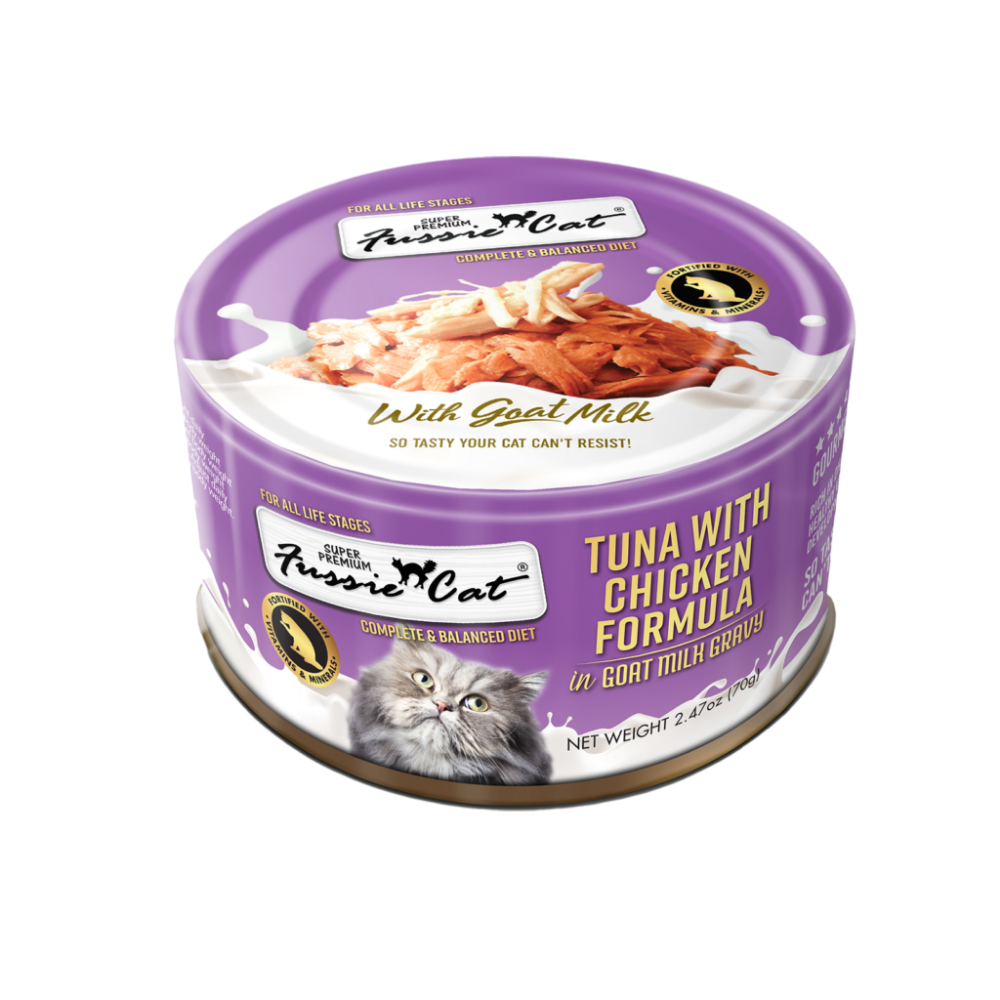 Fussie Cat Tuna with Chicken in Goat Milk Gravy - 2.47 oz (24 Pack)