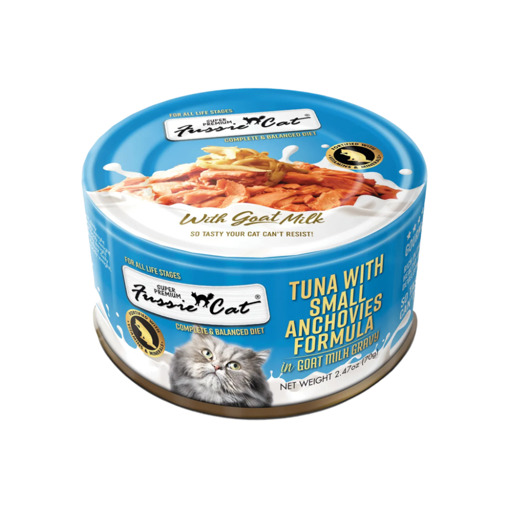 Fussie Cat Tuna with Small Anchovies in Goat Milk Gravy - 2.47 oz (24 Pack)