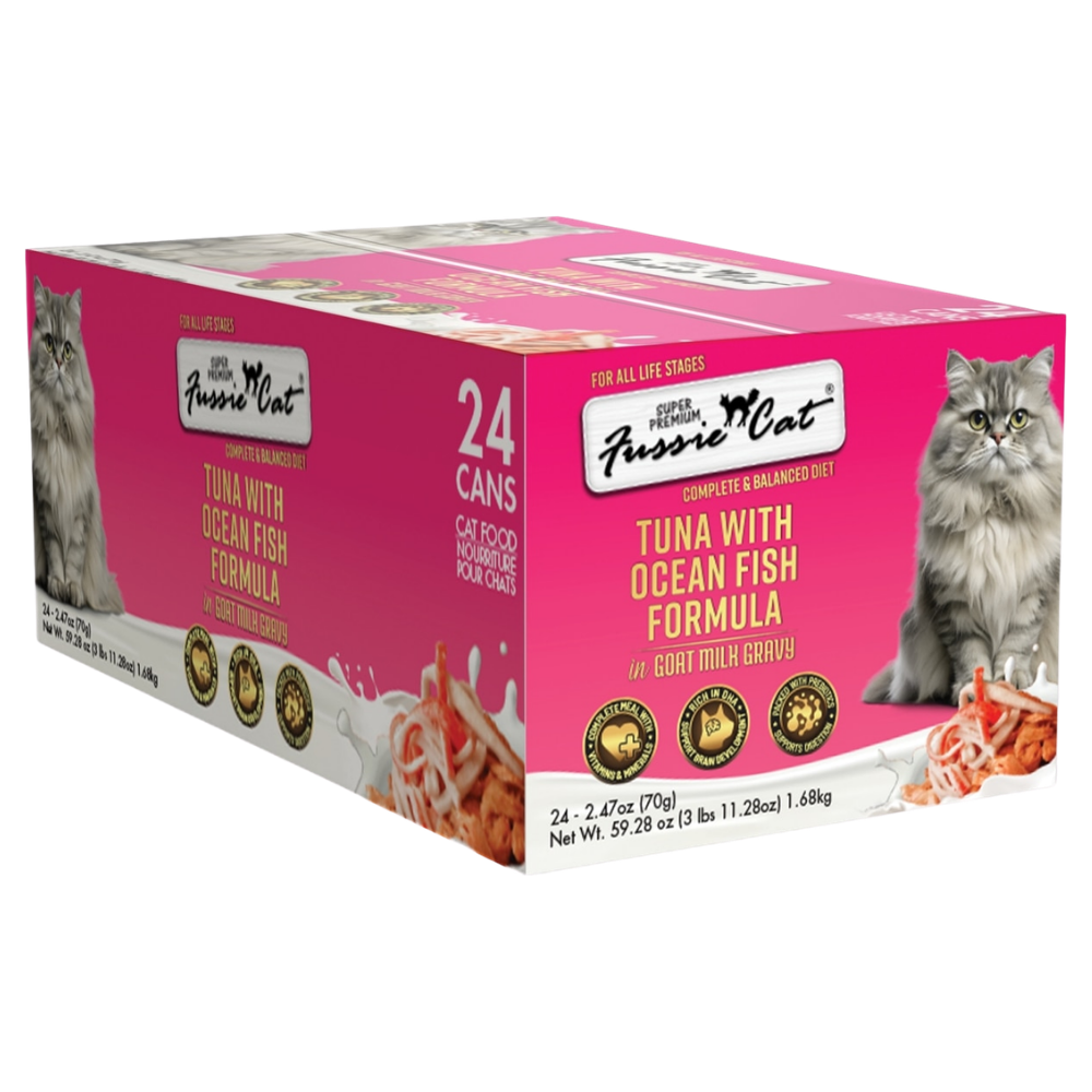 Fussie Cat Tuna with Ocean Fish in Goat Milk Gravy - 2.47 oz (24 Pack)