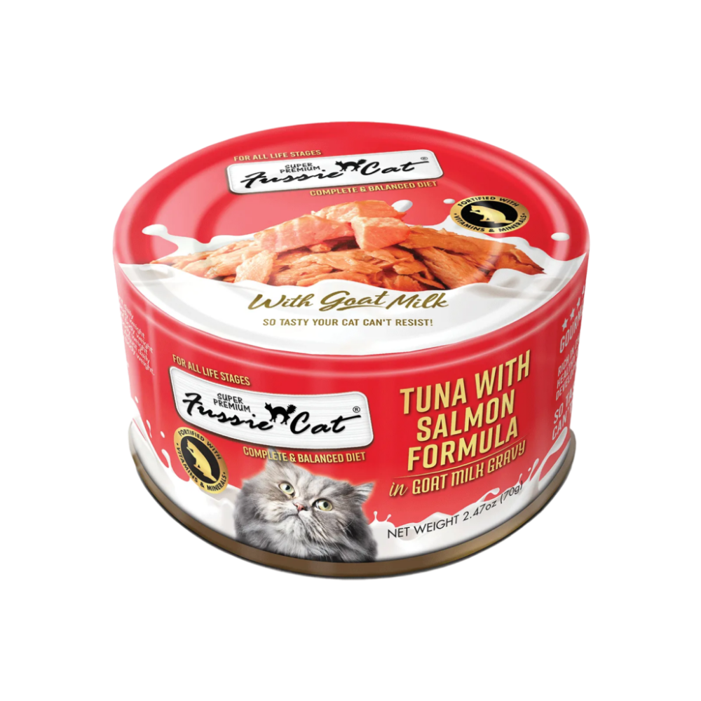 Fussie Cat Tuna with Salmon in Goat Milk Gravy - 2.47 oz (24 Pack)