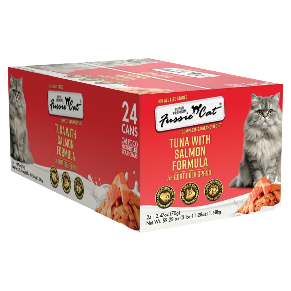 Fussie Cat Tuna with Salmon in Goat Milk Gravy - 2.47 oz (24 Pack)
