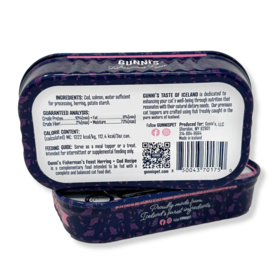Gunnis Pet Herring and Cod Food Topper for Cats - 3 oz