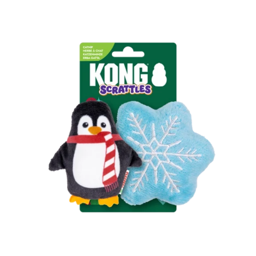 KONG Holiday Scrattles Penguin and Snowflake Cat Toy