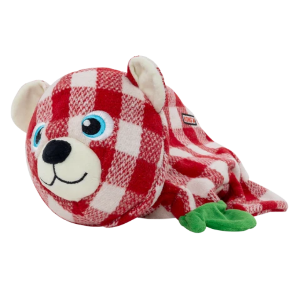 KONG Holiday Low Stuff Flanimalz Bear - Large/X-Large
