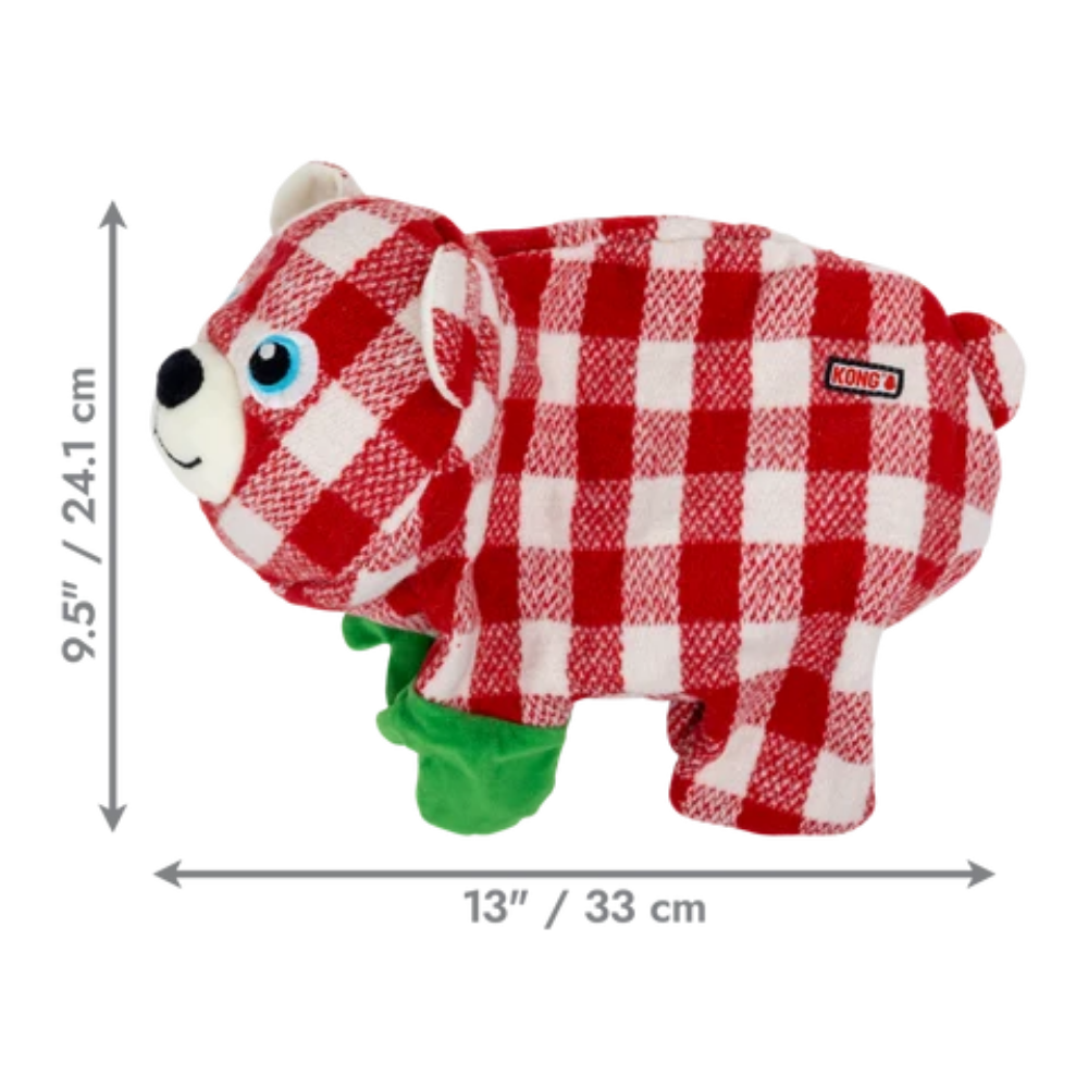 KONG Holiday Low Stuff Flanimalz Bear - Large/X-Large