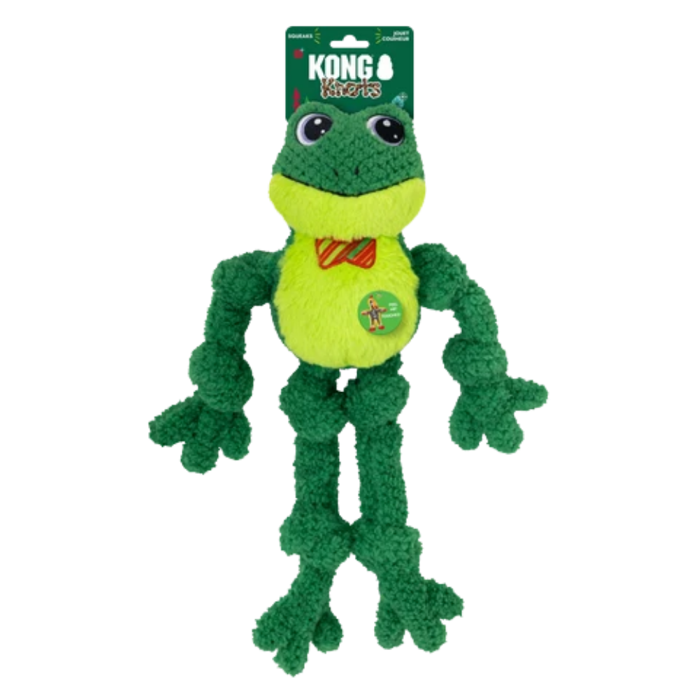 KONG Holiday Knots Bow Tie Frog - Large/X-Large