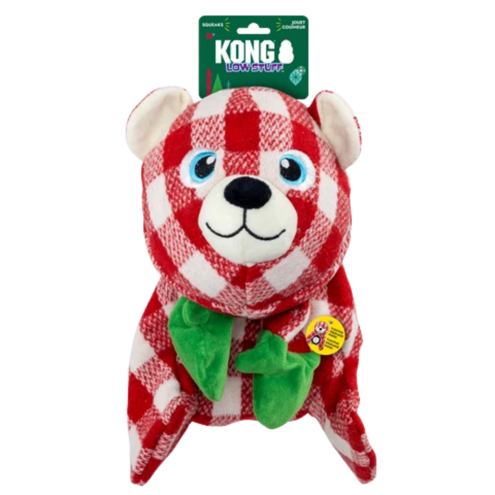 KONG Holiday Low Stuff Flanimalz Bear - Large/X-Large