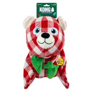 KONG Holiday Low Stuff Flanimalz Bear - Large/X-Large