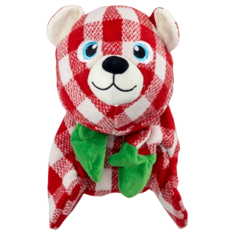 KONG Holiday Low Stuff Flanimalz Bear - Large/X-Large