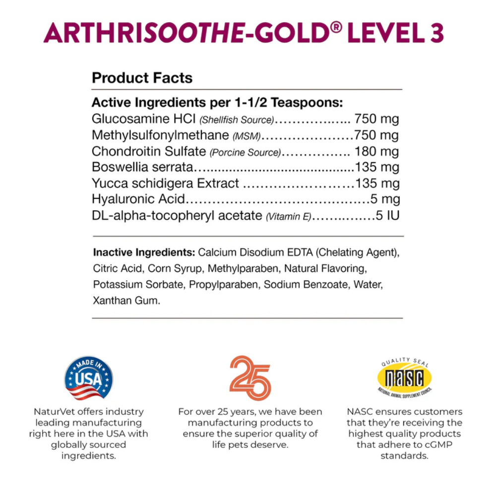 Naturvet ArthriSoothe-GOLD Advanced Joint Care Level 3 - 16 oz