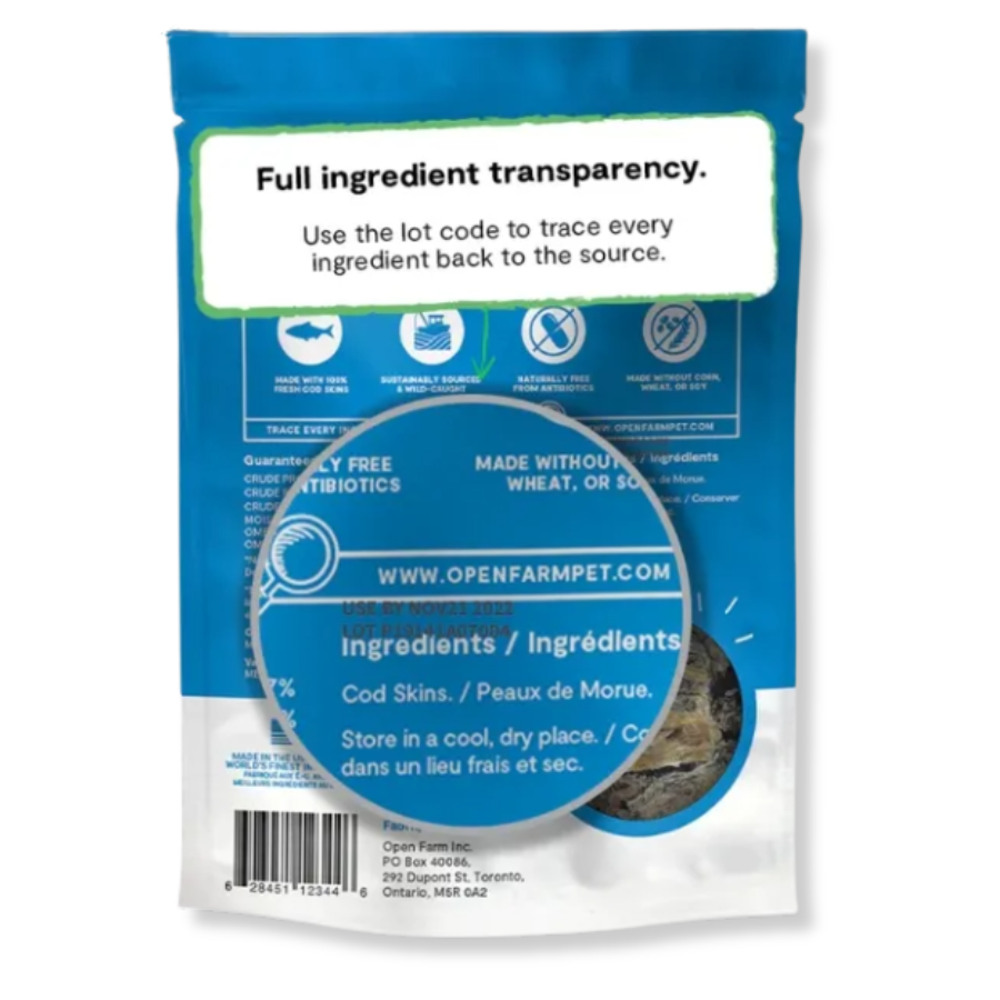Open Farm Dehydrated Cod Skins Dog Treats