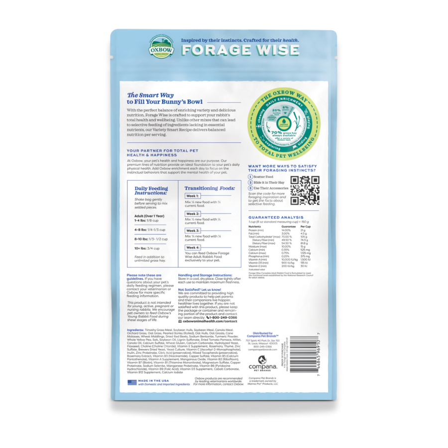 Oxbow Forage Wise Adult Rabbit Food - 4 lbs