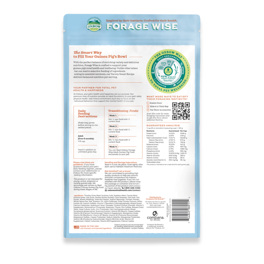 Oxbow Forage Wise Adult Guinea Pig Food - 4 lbs