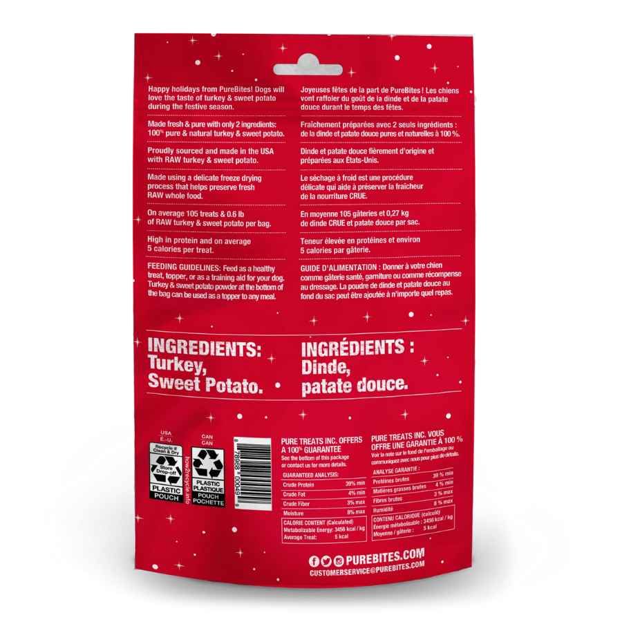 PureBites Holiday Turkey and Sweet Potato Snacks for Dogs - 2.5 oz
