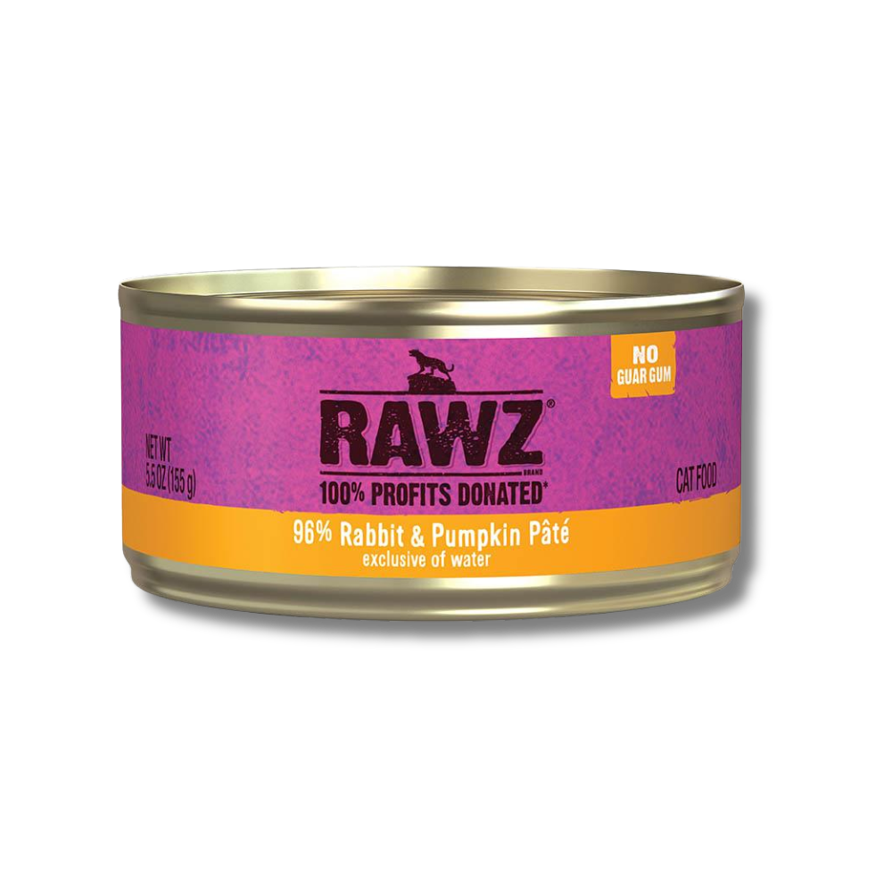 RAWZ 96% Rabbit and Pumpkin Pate for Cats - 5.5 oz (24 Cans)