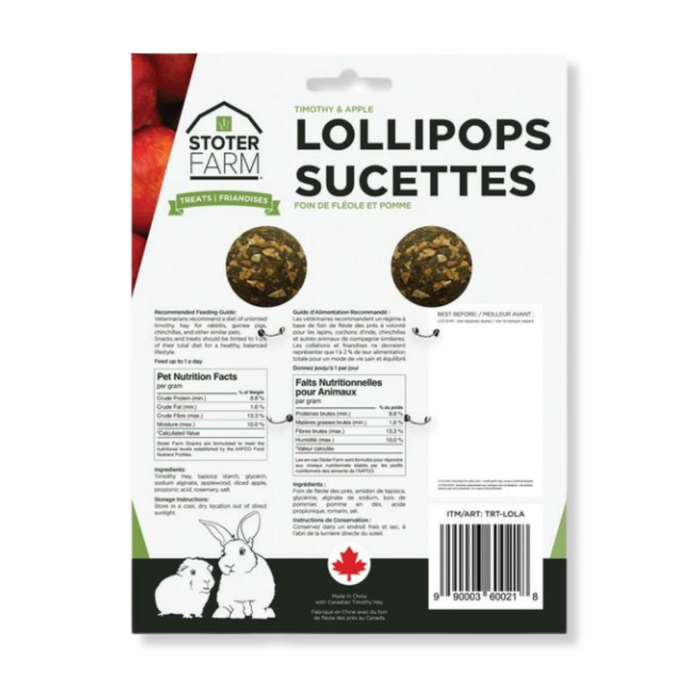 Stoter Farm Treats Timothy and Apple Lollipops - 2 Pack