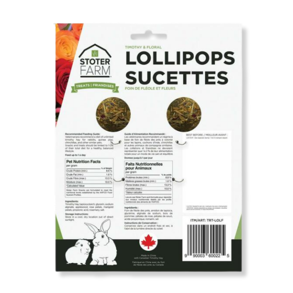 Stoter Farm Treats Timothy and Floral Lollipops - 2 Pack